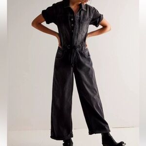 We The Free Black Denim Jumpsuit